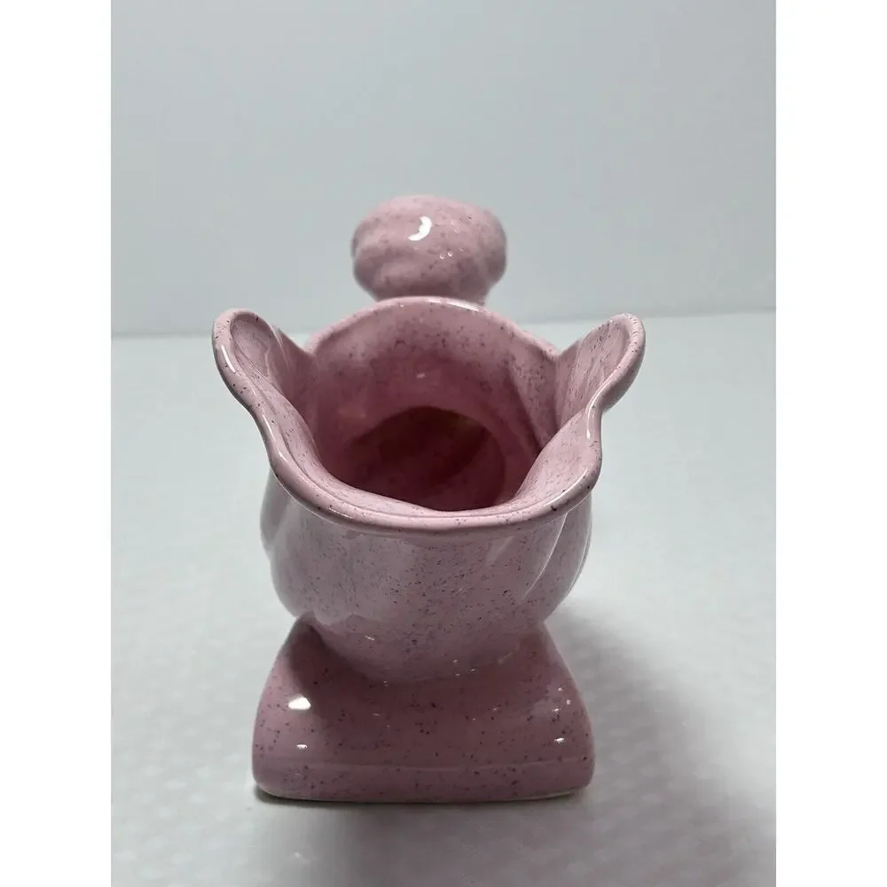 Vintage‎ Cornucopia Horn Art Plenty Pottery Vase Planter Pink Speckled Glaze